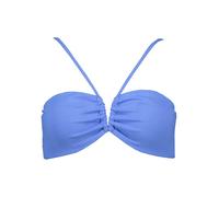 Bandeau-Bikini-Top COPENHAGEN STUDIOS "Nela", Damen, Gr. 38, Cup C/D, blau, Rippware, Recycling-Polyamid, strukturiert, unifarben, Bikini-Oberteile, mit V-förmigem Cut-Out vorn (34562653-38) blau