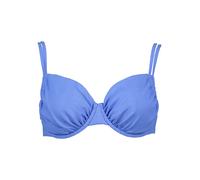Bügel-Bandeau-Bikini-Top COPENHAGEN STUDIOS "Nela", Damen, Gr. 44, Cup D, blau, Rippware, Recycling-Polyamid, unifarben, strukturiert, Bikini-Oberteile, mit Doppelträgern (54599151-44) blau