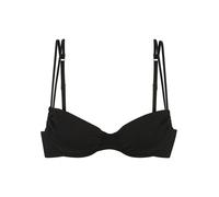 Bügel-Bandeau-Bikini-Top COPENHAGEN STUDIOS "Nela", Damen, Gr. 40, Cup D, schwarz, Rippware, Recycling-Polyamid, unifarben, strukturiert, Bikini-Oberteile, mit Doppelträgern (75343030-40) schwarz