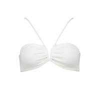 Bandeau-Bikini-Top COPENHAGEN STUDIOS "Nela", Damen, Gr. 36, Cup A/B, weiß, Rippware, Recycling-Polyamid, strukturiert, unifarben, Bikini-Oberteile, mit V-förmigem Cut-Out vorn (81790504-36) weiß