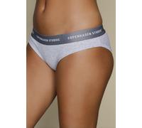 Bikinislip COPENHAGEN STUDIOS "mit softem Logobund", Damen, Gr. S (36), grau (grau meliert), Feinripp, Obermaterial: 96% Baumwolle, 4% Elasthan (LYCRA), unifarben mit Farbeinsatz, körpernah, Unterhose