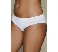 Bikinislip COPENHAGEN STUDIOS "mit Logodruck am Bund", Damen, Gr. XS (34), schwarz-weiß (schwarz, weiß, grau meliert), Single Jersey, Obermaterial: 95% Baumwolle, 5% Elasthan (LYCRA), unifarben, körpe