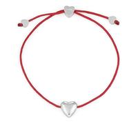 Copenhagen STUDIOS Bracelet Balloon Hearts - burgundy, silber - Damenarmband mit Nylonband & Herzanhänger aus poliertem Edelstahl - stufenlos verstellbar