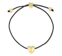 COPENHAGEN STUDIOS Bracelet Balloon Hearts - schwarz, gold - Damenarmband mit Nylonband & Herzanhänger aus poliertem Edelstahl mit 14K Vergoldung - stufenlos verstellbar