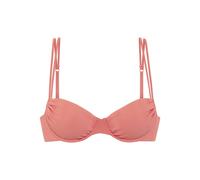 Bügel-Bandeau-Bikini-Top COPENHAGEN STUDIOS "Nela", Damen, Gr. 38, Cup E, rot (apricot), Rippware, Recycling-Polyamid, unifarben, strukturiert, Bikini-Oberteile, mit Doppelträgern (15166836-38) aprico