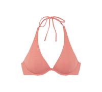 Bügel-Bikini-Top COPENHAGEN STUDIOS "Nela", Damen, Gr. 38, Cup E, rot (apricot), Rippware, Recycling-Polyamid, unifarben, strukturiert, Bikini-Oberteile, aus modischer Strukturware (57627551-38) apric