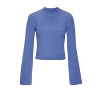 Langarmshirt COPENHAGEN STUDIOS, Damen, Gr. 32/34, blau, Rippstrick, Obermaterial: 50% Viskose, 28% Polyester, 22% Nylon, unifarben, ohne Ausschnitt, Trompetenärmel, Shirts, aus hochwertiger, feiner R