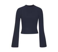 Langarmshirt COPENHAGEN STUDIOS, Damen, Gr. 48/50, marine, Rippstrick, Obermaterial: 50% Viskose, 28% Polyester, 22% Nylon, unifarben, ohne Ausschnitt, Trompetenärmel, Shirts, aus hochwertiger, feiner