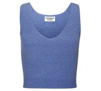 Stricktop COPENHAGEN STUDIOS, Damen, Gr. 32/34, blau, Rippstrick, Obermaterial: 50% Viskose, 28% Polyester, 22% Nylon, unifarben, figurbetont bauchfrei, V-Ausschnitt, Tops, aus hochwertigem Rippstrick
