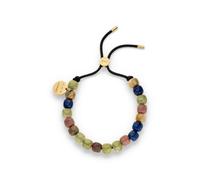 Copenhagen STUDIOS Damen Armband aus Leder mit Beads und Logotag | Wasserfest, hautfreundlich, Länge 25 cm, Perlen-Design