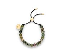 Copenhagen STUDIOS Damen Armband aus Leder mit Beads und Logotag | Wasserfest, hautfreundlich, Länge 25 cm, Perlen-Design
