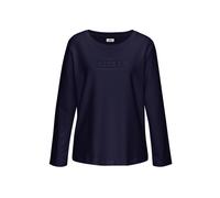 Langarmshirt COPENHAGEN STUDIOS, Damen, Gr. 32/34, dunkelblau, Sweatware, Obermaterial: 58% Baumwolle, 39% Polyester, 3% Elasthan, unifarben, oversize, Rundhals, Shirts Langarmshirt, mit hochwertiger 