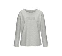 Langarmshirt COPENHAGEN STUDIOS, Damen, Gr. 48/50, hellgrau, Sweatware, Obermaterial: 58% Baumwolle, 39% Polyester, 3% Elasthan, unifarben, oversize, Rundhals, Shirts Langarmshirt, mit hochwertiger Lo