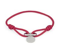 COPENHAGEN STUDIOS Fabric Link Bracelet - burgundy, silber - Damenarmband mit geknotetem Stoffband & Karabiner-Charm - Edelstahl poliert - stufenlos verstellbar