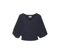 Fledermausshirt COPENHAGEN STUDIOS, Damen, Gr. 40/42, marine, Rippstrick, Obermaterial: 50% Viskose, 28% Polyester, 22% Nylon, unifarben, figurumspielend hüftlang, V-Ausschnitt, Fledermausärmel normal