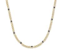 Copenhagen STUDIOS Halskette Glittery - gold - Damenkette aus poliertem Edelstahl mit 14K Vergoldung & schwarzen Strasssteinen - verstellbare Länge - wasserfest