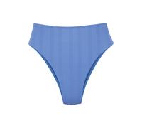 Highwaist-Bikini-Hose COPENHAGEN STUDIOS "Nela", Damen, Gr. 44, N-Gr, blau, Rippware, Recycling-Polyamid, unifarben, strukturiert, Badehosen, mit höherem Beinausschnitt (30445040-44) blau