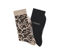 Langsocken COPENHAGEN STUDIOS, Herren, Gr. 43-46, 1x beige gemustert, 1x schwarz, Baumwollmischung, Animal-Look, uni und gemustert, elastisch, Socken, gemustert und in uni (61268604-43) 1x beige gemus
