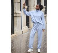 Loungehose COPENHAGEN STUDIOS, Damen, Gr. 48/50, N-Gr, blau (hellblau), Sweatware, Obermaterial: 54% Modal, 40% Polyester, 6% Elasthan, unifarben, bequem lang, Hosen Loungehose, extra softes Material