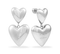 COPENHAGEN STUDIOS Ohrringe Puffy Hearts - silber - voluminöse Herzen - Damen-Ohrstecker aus poliertem Edelstahl - wasserfest & hautfreundlich