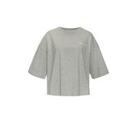 Oversize-Shirt COPENHAGEN STUDIOS "mit hochwertiger Logostickerei", Damen, Gr. L (40), grau (grau melange), Single Jersey, Obermaterial: 88% Baumwolle, 12% Polyester, unifarben, oversize, Rundhals, we
