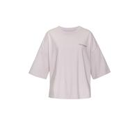Oversize-Shirt COPENHAGEN STUDIOS "mit hochwertiger Logostickerei", Damen, Gr. L (40), lila (soft violet), Single Jersey, Obermaterial: 100% Baumwolle, unifarben, casual, oversize, Rundhals, Halbarm w