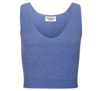Stricktop COPENHAGEN STUDIOS, Damen, Gr. 40/42, blau, Rippstrick, Obermaterial: 50% Viskose, 28% Polyester, 22% Nylon, unifarben, figurbetont bauchfrei, V-Ausschnitt, Tops, aus hochwertigem Rippstrick