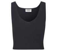 Stricktop COPENHAGEN STUDIOS, Damen, Gr. 48/50, marine, Rippstrick, Obermaterial: 50% Viskose, 28% Polyester, 22% Nylon, unifarben, figurbetont bauchfrei, V-Ausschnitt, Tops, aus hochwertigem Rippstri