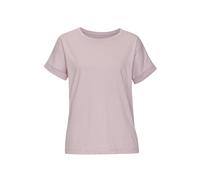 T-Shirt COPENHAGEN STUDIOS "mit dezentem Logoprint hinten", Damen, Gr. S (36), lila (soft violet), Single Jersey, Obermaterial: 100% Baumwolle, unifarben, casual, bequem, Rundhals, Kurzarm mit Aufschl