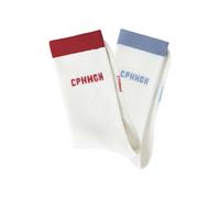 COPENHAGEN STUDIOS Tennissocken Damen 1x offwhite mit rot, 1x offwhite mit hellblau Gr.39-42