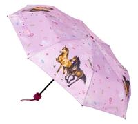 Die Spiegelburg - Taschenschirm - Rosa - Pferdefreunde - Handlicher Schirm - Polyester - ca. 55 cm eingefahren - ca. 98 cm ausgefahren
