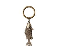 COPPERTIST.WU Bass Fidget Keychain für Halskette Anhänger - Handcrafted Lifelike Bass Fisch Design, realistische Schuppen, Multi-Funktions-Tasche Charm & Keychain（Includes Schlüsselring）