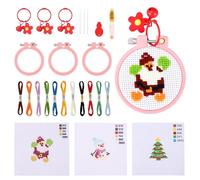 Coptiner 3 Pieces Christmas Cross Stitch Kits,Starter Stitch Christmas Decorations Santa Handicrafts for Adults Beginners Festive Holiday DIY Gift