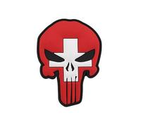 Copytec 3D Rubber Patch Schweiz Skull Suisse Totenkopf Armee Swiss Svizzera 6x8cm #43203