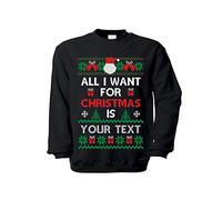 Copytec Pullover All I Want for Christmas Xmas Personalisiert #33162, Größe:L, Farbe:Schwarz