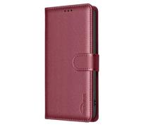 COQUE Hülle für Oppo Reno15 F Handyhülle RFID Kleines Litschi-Muster 3 Kartenfach Geldbörse Oppo Reno15 F Schutzhülle-Rot
