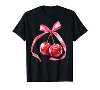Coquette adrette rosa Schleife Kirsche Discokugel Y2K Aesthetic T-Shirt