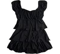Coquette Rüschen-Tops Damen Niedliche Sommer Spitze Peplum Babydoll Top Teenager Mädchen Y2K Grunge 2000er Jahre Cottagecore Kleidung, S