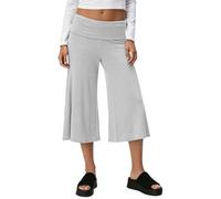 Coral Fold Over Yoga Pant Damen 3/4 Hose Cropped Faltenhose Palazzo Yoga Hose mit Raffung Weite Lounge Baumwolle Loose Fit Uni Corals Pants Yogahose Korallfarbene mit Hohem Umschlagbund