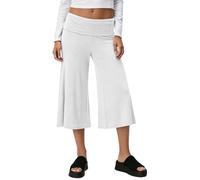 Coral Fold Over Yoga Pant Damen 3/4 Hose Cropped Faltenhose Palazzo Yoga Hose mit Raffung Weite Lounge Baumwolle Loose Fit Uni Corals Pants Yogahose Korallfarbene mit Hohem Umschlagbund