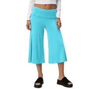 Coral Fold Over Yoga Pant Damen 3/4 Hose Cropped Faltenhose Palazzo Yoga Hose mit Raffung Weite Lounge Baumwolle Loose Fit Uni Corals Pants Yogahose Korallfarbene mit Hohem Umschlagbund