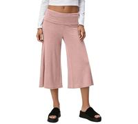 Coral Fold Over Yoga Pant Damen 3/4 Hose Cropped Faltenhose Palazzo Yoga Hose mit Raffung Weite Lounge Baumwolle Loose Fit Uni Corals Pants Yogahose Korallfarbene mit Hohem Umschlagbund