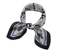 corciova Damen Halstuch, quadratisch, 100% echte Maulbeerseide, 53,3 x 53,3 cm Gr. 36, Paisley Weiß und Schwarz