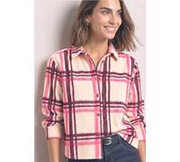 Langarmbluse STREET ONE, Damen, Gr. 42, rosa (rustic rouge), Web, 100% Baumwolle, kariert, regular fit normal, V-Ausschnitt, Umschlagbund, Blusen, mit Knopfleiste (95373559-42) rustic rouge