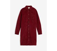 Hemdblusenkleid BONPRIX, Damen, Gr. 46, N-Gr, rot (kastanienrot), Cord, Obermaterial: 98% Baumwolle, 2% Elasthan, unifarben, bequem kniefrei, Manschette, Kleider, für Alltag, aus Baumwolle und Elastha