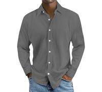 Cord Pullover Herren Cordhemd Langarm Freizeithemden Button Down Langarmshirt Einfarbig gestreiftes Hemd Bequem und Weich Männer für Solid Arbeitspullover
