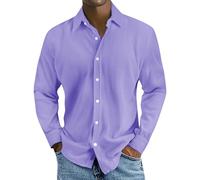 Cord Pullover Herren Cordhemd Langarm Freizeithemden Button Down Langarmshirt Einfarbig gestreiftes Hemd Bequem und Weich Männer für Solid Arbeitspullover