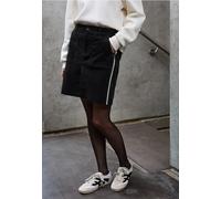 Cordrock STREET ONE STUDIO, Damen, Gr. 44, schwarz, Cord, 98% Baumwolle, 2% Elasthan, unifarben, normal ca. Mitte Oberschenkel, Röcke, mit Galonstreifen (85614947-44) schwarz