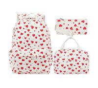 Cord Rucksack Damen Mädchen - 3-teiliges Set mit Brotdose & Federmäppchen | Schulrucksack für Kinder, Teenager & Erwachsene | Leichter Tagesrucksack für Schule, Uni, Reise, Camping, Sport & Freizeit
