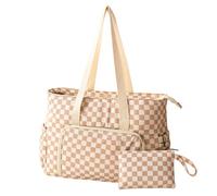 Cord-Schultertaschen mit Karomuster + Mini-Geldbörse, Mama-Tasche, große Ka